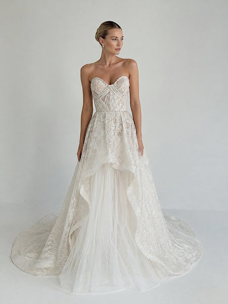Sirena Glitter A-Line Corset Wedding Dress