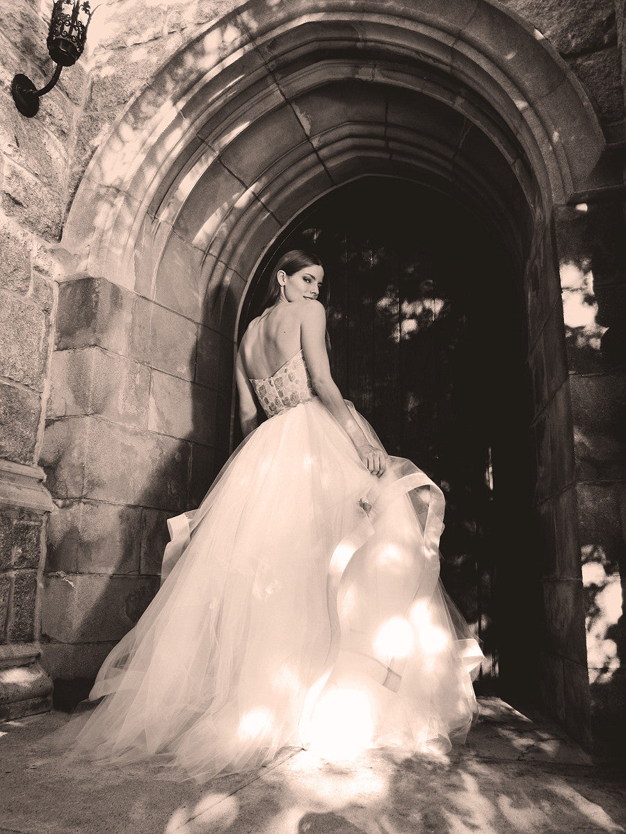 Strapless princess fairytale wedding gowns by Lauren Elaine Bridal.