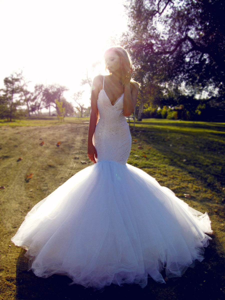 Mermaid wedding gown, lace wedding dress, jasmine by lauren elaine
