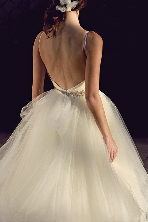Open Back, Tulle, French Lace, Swarovski Crystal, Ball Gown