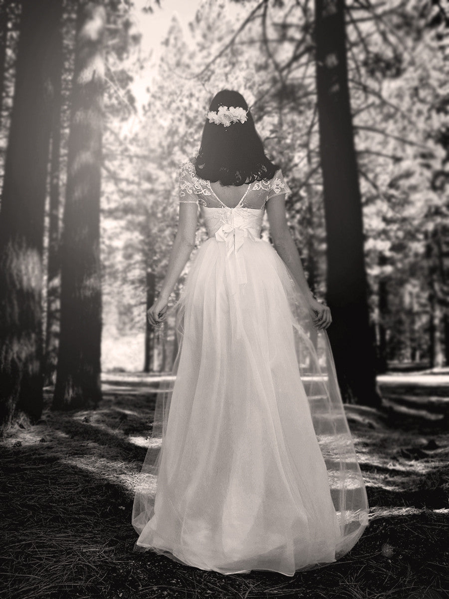 Whimsical, ethereal, vintage-inspired bridal. The Briar Rose gown by Lauren Elaine Bridal.