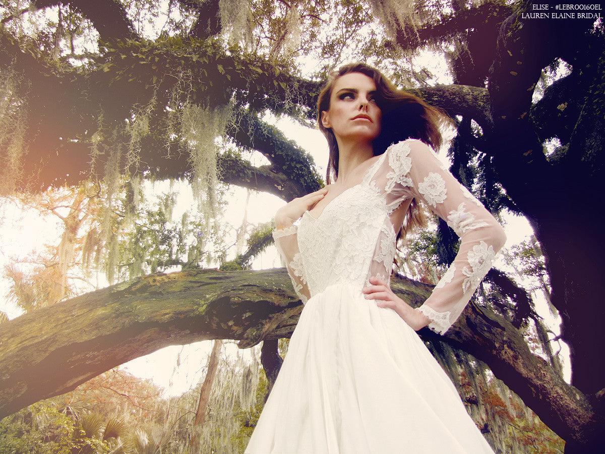 Elise by Lauren Elaine. Lace illusion designer wedding gown.