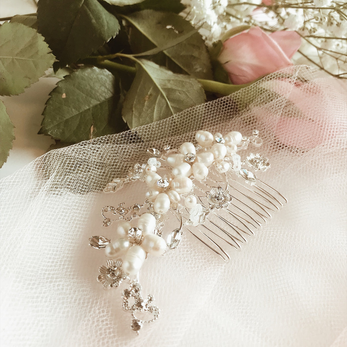 Wedding Eucalyptus Pearl Hair Combs (2) Wedding Eucalyptus Hair Comb Greenery Piece Bridal Headpiece  main image 3