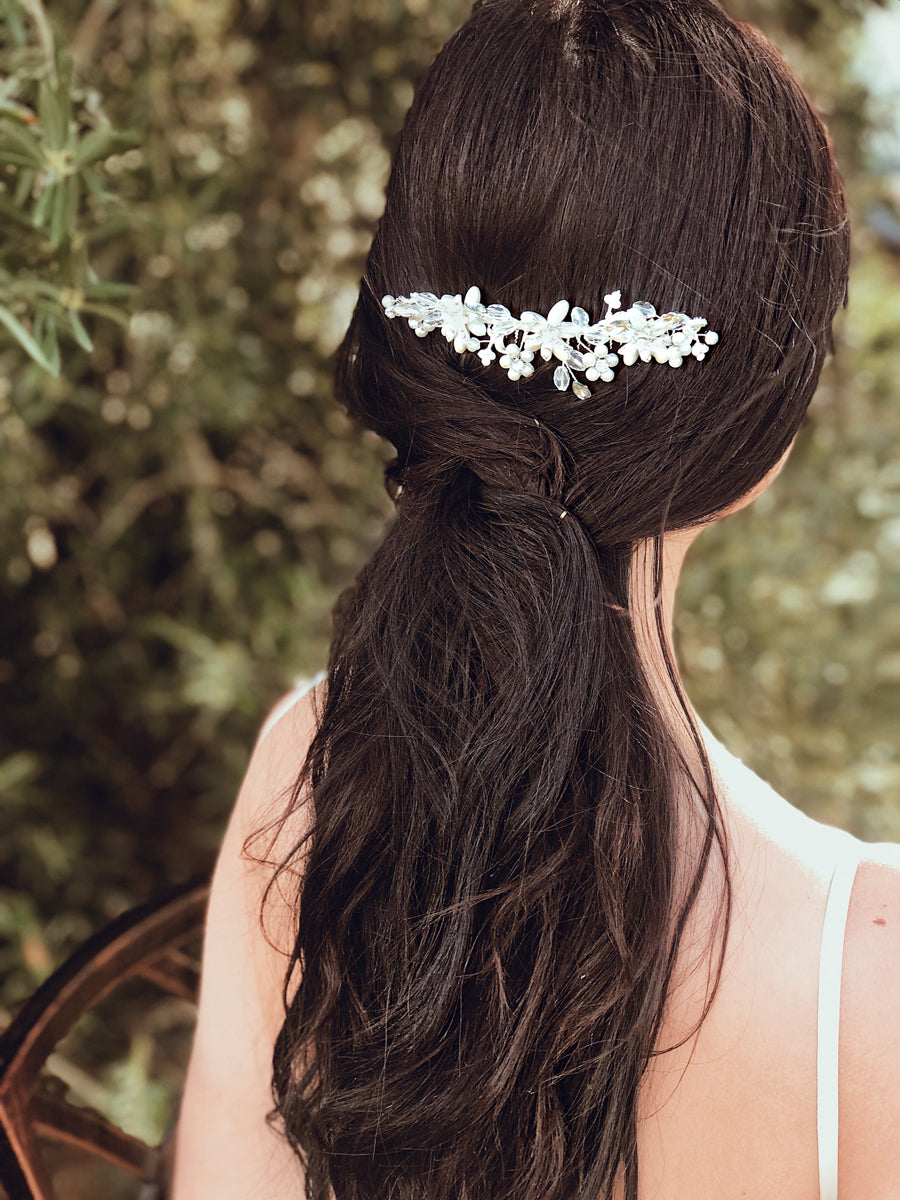 Wedding hairstyles featuring the Lauren Elaine Bridal Curated Accessories Collection