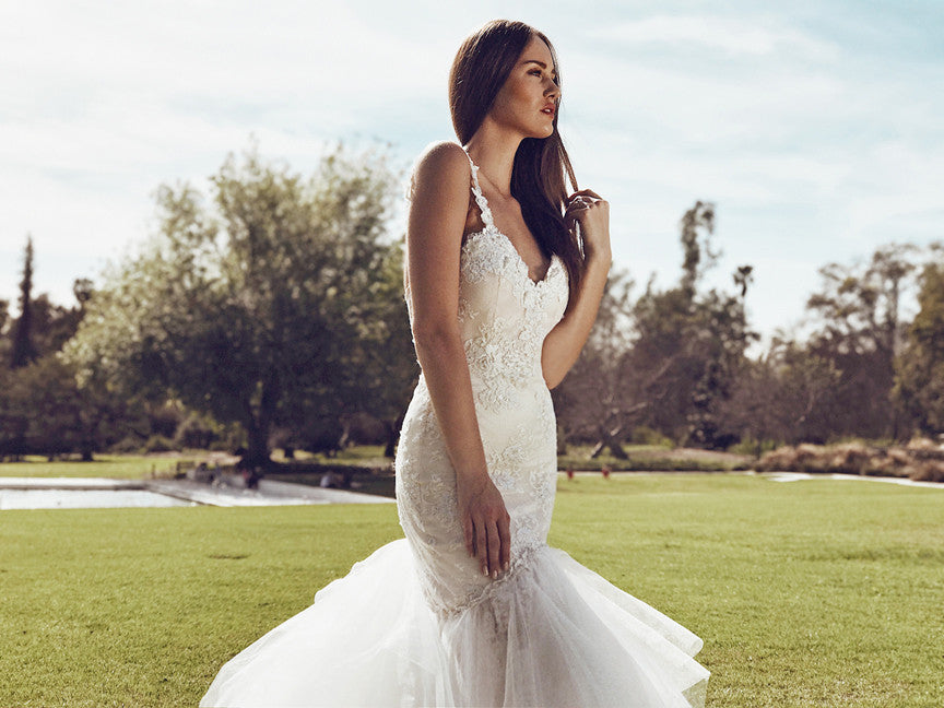 affordable couture bridal los angeles california lauren elaine capella gown 